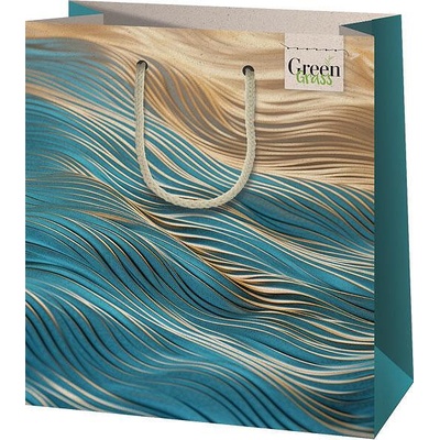 Cardex Еко подаръчна торбичка от трева cardex, Златни вълни, М, 20х23см