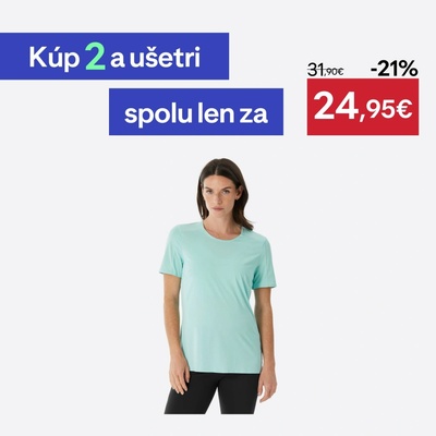 QUECHUA Dámske turistické tričko MH500 krátky rukáv svetlomodré