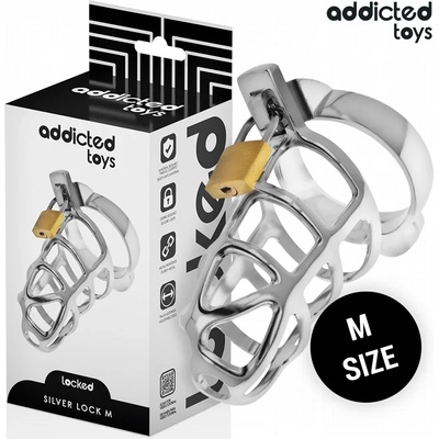 Метална клетка за пенис, контрол и фиксация, размер M - Silver Lock Cage (D-242971)