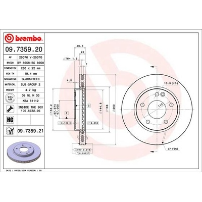 BREMBO Brzdový kotúč 09.7359.21