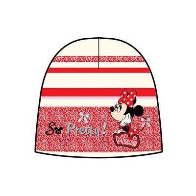 čepice zimní Minnie červená s bílou