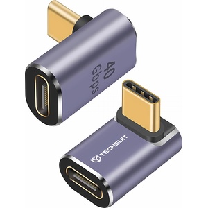 Techsuit - Премиум OTG адаптер TitanCoreX (A12) - Type-C към Type-C, 40Gbps, 3A, Plug and Play, поддръжка на бързо зареждане PD - сив