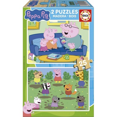 EDUCA Drevené Prasiatko Peppa II 2x25 dielov