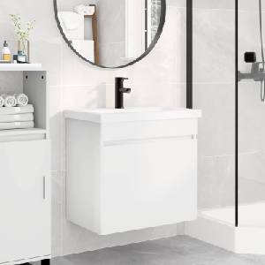 vidaXL Мивка за баня със смесител Бяло 61 x 40 x 74, 5 см (889537)