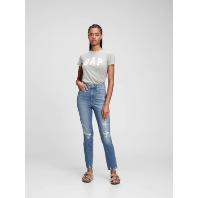 GAP Džíny slim High Rise Destructed Vintage modré