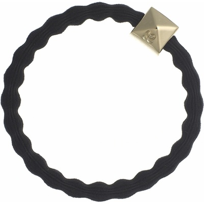 By Eloise London Gold Pyramid Stud Black