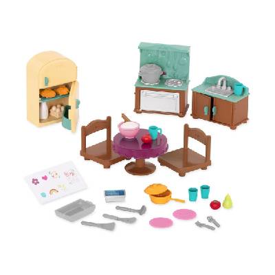 Комплект за игра Battat - Li′l Woodzeez, Кухня с аксесоари (BT6474Z)