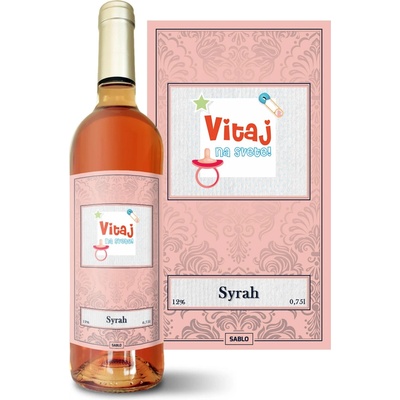 Sablio Vitaj na svete 3 Syrah ružové suché víno 12 % 0,75 l (čistá fľaša)