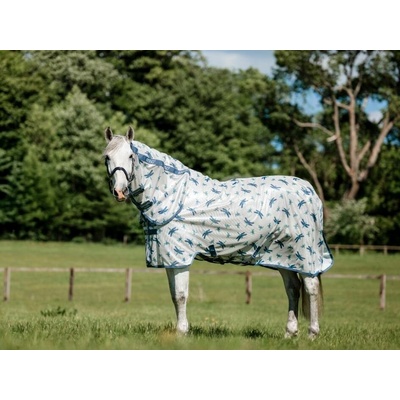 Horseware Deka proti hmyzu Amigo Bug s integrovaným krkem dragonfly print silver, blue & sage – Zboží Mobilmania