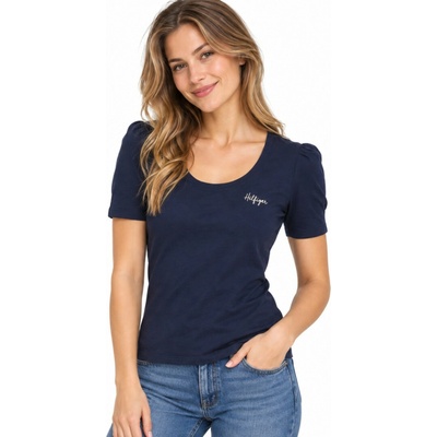 Tommy Hilfiger dámské tričko Solid crew TH Signature tmavě modré