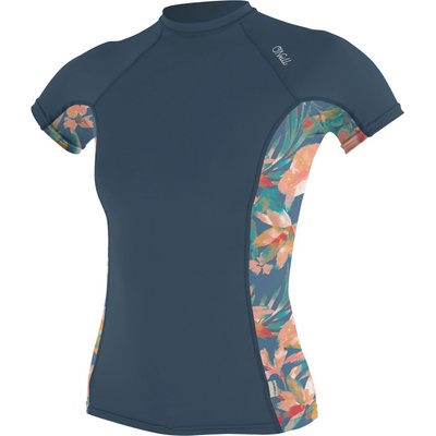 O'Neill Wms Side Print S/S Rash copen blue/painted tropics