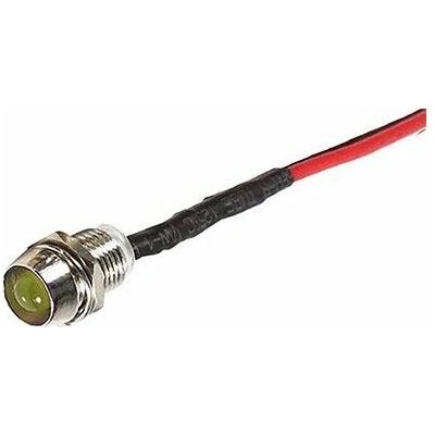 Kontrolka 12V LED Žlutá do otvoru 8mm kovová s vodiči