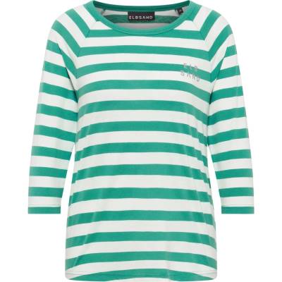 ELBSAND Дамска тениска ELBSAND Women's Celin T-Shirt - Malachite / Cloud White / Stripe - размер XS (916-2676-1211)