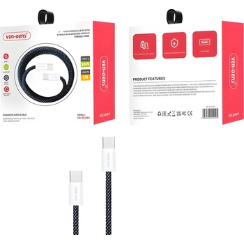 Ven-Dens Магнитен кабел за данни за бързо зареждане usb-c на usb-c - черен kp34188 (34188)