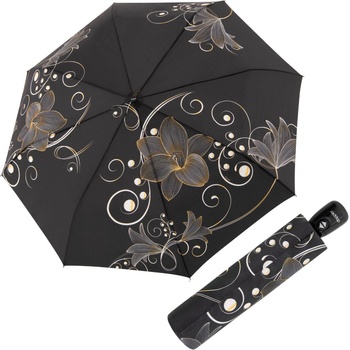 Doppler Magic Fiber Golden Flower deštník dámský plně automatický černý