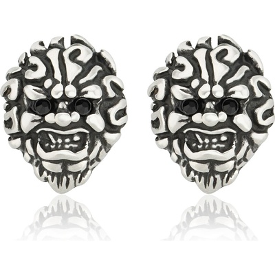 Sam's Artisans náušnice Black Monster Skull chirurgická oceľ INM071