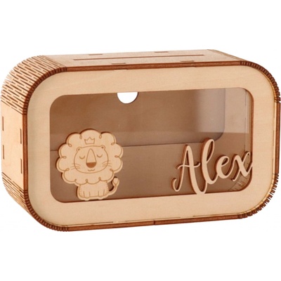 ČistéDřevo Dětská dřevěná pokladnička se jménem - malá – Sleviste.cz