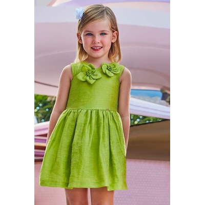 Mayoral Детска рокля с лен Mayoral в зелено къса разкроена (3916.6B.Mini.PPYH)