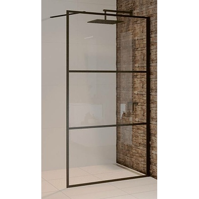 Riho Grid sprchová zástěna 90 cm černá matný/vzorované sklo G004025121