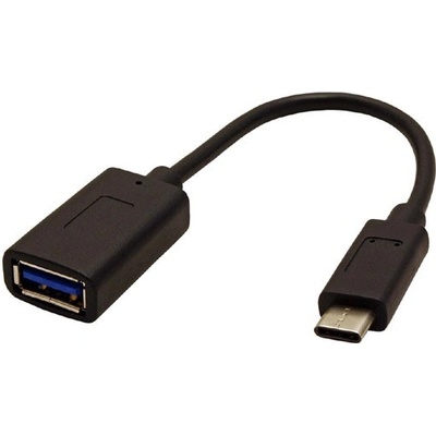 USB redukce (3.0) USB C samec - USB A samice 0.15m černý kulatý OTG kabel plastic bag