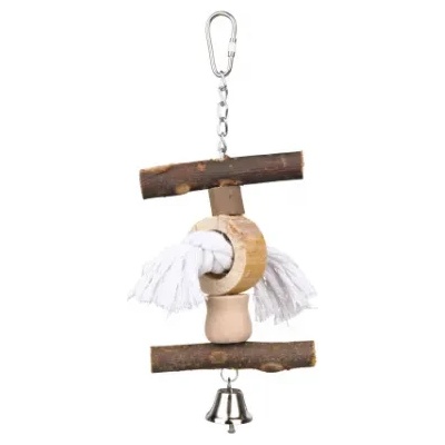 TRIXIE bird toy - Дървена играчка с камбана за папагали, 20 см