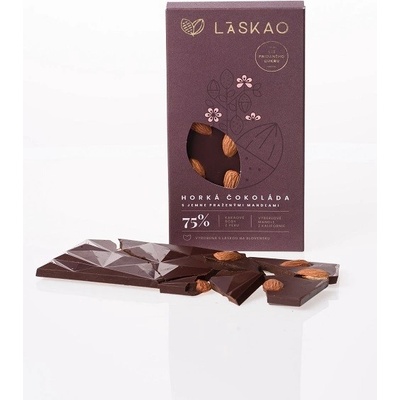 LÁSKAO Čokoláda Horká s madľami 75% BIO 80 g