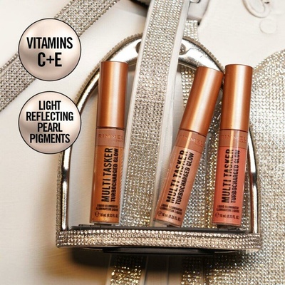 Rimmel Multi-Tasker Turbocharged Glow tekutý rozjasňovač 008 It's Giving Bronze 10 ml