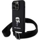 Púzdro Karl Lagerfeld Saffiano Crossbody Metal Ikonik iPhone 15 Pro čierne