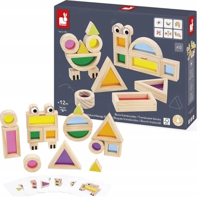 Janod Drevené priehľadné farebné senzorické kocky