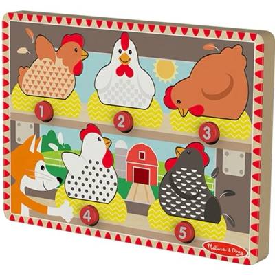 Melissa & Doug dřevěné Puzzle s vyskakujícími slepičkami