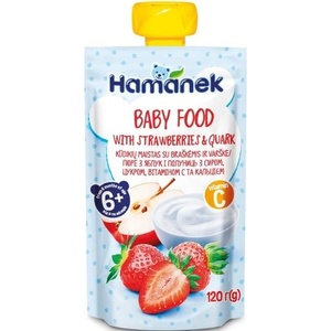 Hamanek пауч ягоди и кварк 6м+ -120 г