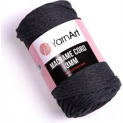 Pletací / háčkovací příze YarnArt MACRAME CORD 3mm 758 tmavě šedá, jednobarevná 250g/85m