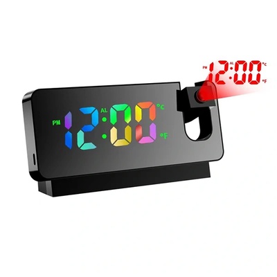 TOO dcp-555-b-rgb с rgb дисплей, температурен дисплей, функция за аларма, цифров часовник с черен проектор (too dcp-555-b-rgb)