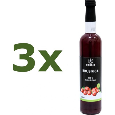 Dobrio Brusnica 100% ovocná šťava BIO 3 x 500 ml