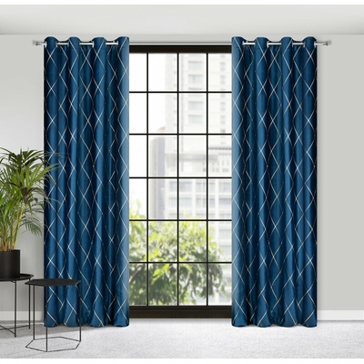 Takoy PIERRE CARDIN Záves MARGO z francúzskeho zamatu zdobený výšivkou do kosoštvorcov 140 x 250 cm-HF-389718 | 140 x 250 cm