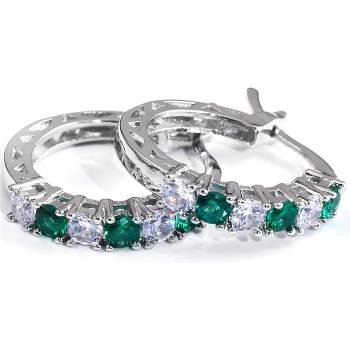 HARAHU Обеците ca-21731 - Сребърна / Зелена kp21731 (ca-21731)