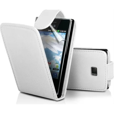 LG E400 OPTIMUS L3 Flip Калъф Бял + Протектор