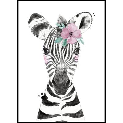 Jen tak z lásky Plakát Zebra Rozměr plakátu: 30 x 40 cm, Varianta zebry: Zebra s kytičkou