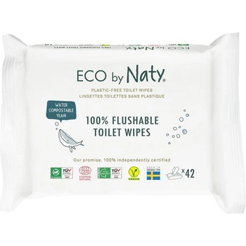 ECO by Naty vlhčené splachovatelné obrúsky s funkciou toaletného papiera bez vône 3 x 42 ks