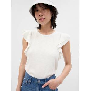 GAP Тениска с волани на ръкавите GAP GAP | Byal | ЖЕНИ | XXS