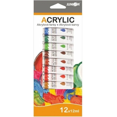 Akrylové barvy 12ks 12ml i na keramiku,sklo,kameny