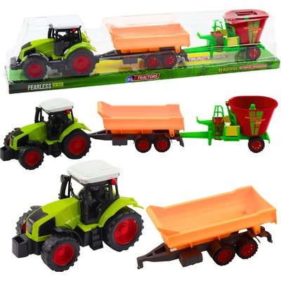 Lean Toys Traktor s prívesom a kŕmnym vozom