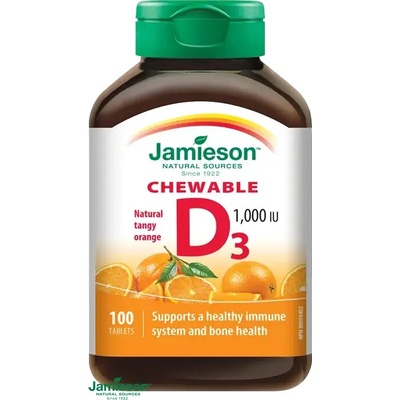 Jamieson Vitamín D 1000 IU pomaranč tablety na cmúľanie 100 ks