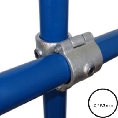 Konstrukční fitinka, spojka ocelových trubek pr. 48,3 mm – křížení průběžné, mimoúrovňové, rozebíratelné 90° 137-D48