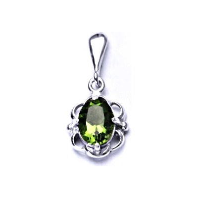 Čištín stříbrný přívěsek,přírodní vltavín P 1140/22