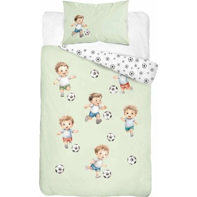 DETEXPOL Obliečky do postieľky Malý Futbalista zelenkavá 100 x 135 cm 40 x 60 cm