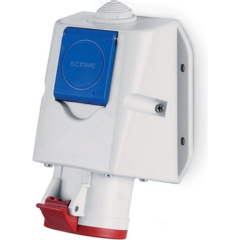 Image 1 of SCAME Промишлен комбиниран контакт 3P+Е 32A+шуко IP54 серия Optima (513.3256-DF)