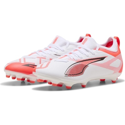 PUMA Детски футболни бутонки Puma Ultra 5 Match Volume Up Firm Ground Football Boots Childrens - White/Red