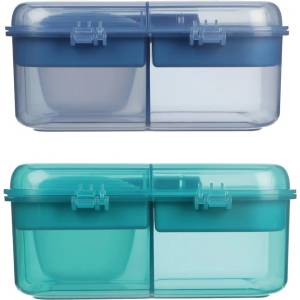Holmes Products (Europe) Limited Система Разделена кутия за закуски Ocean Bound Bento Cube с контейнер за кисело мляко и 2 тавички 1.25 л, микс от цв…