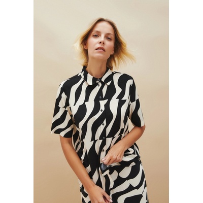 Moodo Вискозна риза с къси ръкави черна Moodo Moodo | Cheren | ЖЕНИ | 38